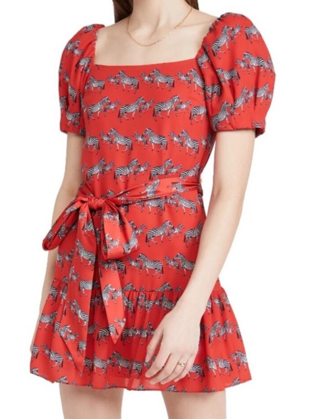 Alice & Olivia Collette Puff Sleeve Zebra Print Mini Dress - Missing Belt